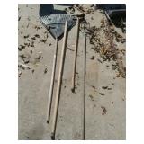 Yard Tools- Rack(2), Pole, Hoe