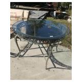 Metal Patio Table With Glass Top (Circular)
