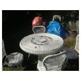 White Wicker Table & Chair