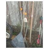 Yard Tools- Rakes, Steaks, Flag Post