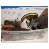 Tote Of Miscellaneous Items Kitchen Items- mixer,