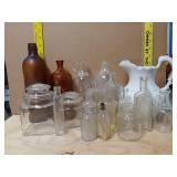 Collective Glass Bottles And Glass Pitcher