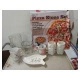 Pizza Stone Set, Pitcher, Cups
