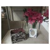 Vases With Fake Flowers, Picture Frame, Nail