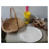 Mugs, Plate, Basket