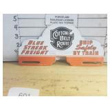 Porcelain Cotton Belt Route Freight License Plate