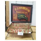 Indiana License Plate Dish & F.J Harrison Wood