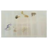 Small lot of costume jewelry & plastic tote