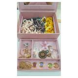 Lot of costume jewelry and jewelry box