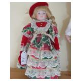 16" tall porcelain doll with floral dress