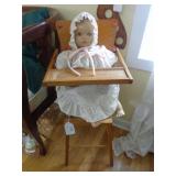 Vintage Baby Doll with High Chair