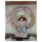 13" Doll with hanging wreath