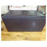 Ottoman w/ tray, full of blankets