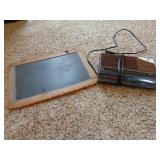 emerson alarm clock & small chalk board  (cracked)