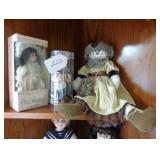 Lot of dolls, porcelain doll, chef & snowman
