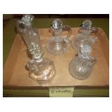 5 clear glass cruets