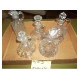 5 clear glass cruets