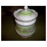 Three crown china jar with lid 5" x 6" tall