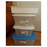 lot of plastic totes