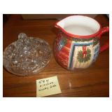 Christmas pattern pitcher and candy dish