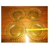 4 green glass plates 7.5"