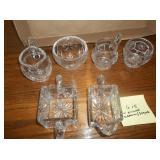 6pcs clear glassware cream/sugar, etc