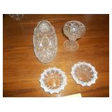 lot of clear "crystal" glassware