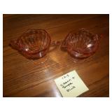 Pink creamer and sugar set