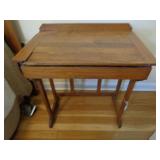vintage solid oak student desk, some damage