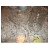 Clear Glass pitcher and pie plates