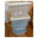 lot of plastic totes