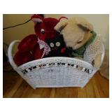 basket with stuffed animals