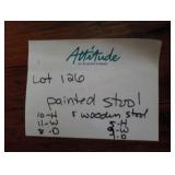 painted stool & wooden stool