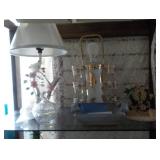 lot of glass, lamp, clock & more, look @ pics