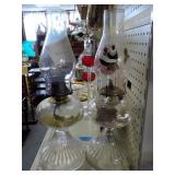 lot of 2 Vintage Oil Lamps 18" tall