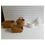 Avon China Tea Set, Longaberger Baskets (3)