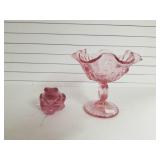 Fenton Pink Glass Cup And Frog