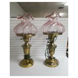 Fenton Pink Glass Lamps (2)