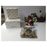 4 Crystal Place Card Vases, 3 Piece Porcelain