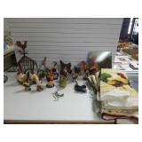 Rooster Figurines, Hand Towels