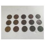 15 Indian Head Pennies