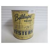 Vintage 1 Gallon Billups Brand Oyster Can