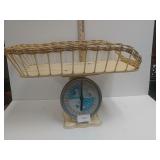 Vintage Baby Scale With Wood And Wicker Top