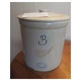 3 Gallon Red Wing Crock with Lid Stoneware