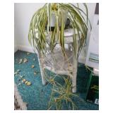 White Wicker Heart Shaped Flower Pot Stand