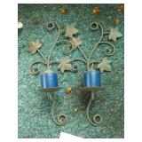 Set of 2 Ivy Leave Wall Sconces w/candles
