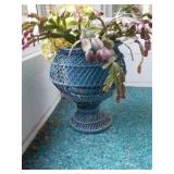 Blue Wicker Plant Pot