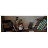 shelf lot of misc items, books, etc. SEE PICS