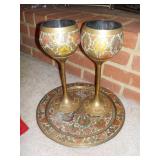 Communion set, 2 large glasses and tray