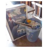 Laundry basket w/contents & Picture